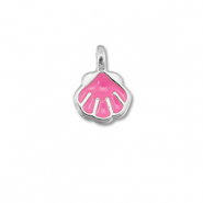 Ciondoli di metallo DQ conchiglia Magenta pink-argento antico (privo di nichel)