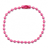 Componenti colorati anello catena a palline con chiusura rosa scuro lucido