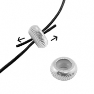 Componenti in acciaio inossidabile chiusura con perline scorrevoli con motivo 10mm argento