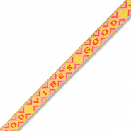 BY31&reg; Nastro con testo "Good vibes" giallo-rosa chiaro-rosso corallo-oro