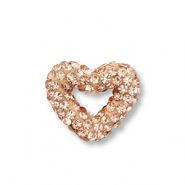 Perline in acrilico con strass cuore pesca
