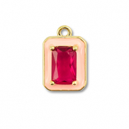 Metallo TQ in ottone ciondolo rettangolo oro-rosa crema-vino rosso bacca
