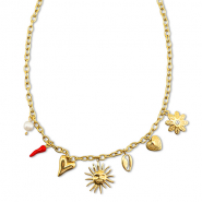 Collane in acciaio inossidabile con ciondolo estate oro-rosso-bianco