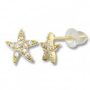 Metallo TQ in ottone orecchini stella marina oro-trasparente
