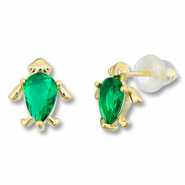 Metallo TQ in ottone orecchini tartaruga oro-verde