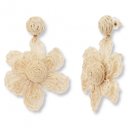 Orecchini rafia alla moda fiore champagne chiaro-oro