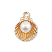 Ciondoli di metallo smalto conchiglia con perla oro-bianco