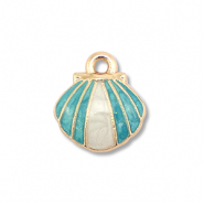 Ciondoli di metallo smalto conchiglia oro-blu ottanio-bianco