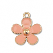 Ciondoli di metallo smalto fiore oro-rosa pesca