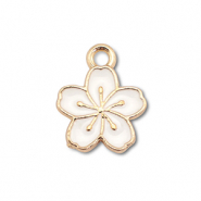 Ciondoli di metallo smalto fiore oro-bianco
