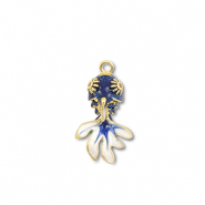 Ciondoli in ottone Eco-brass&reg; pesce oro-blu scuro-bianco