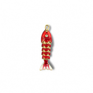 Ciondoli in ottone Eco-brass&reg; pesce oro-rosso-bianco