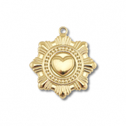 Ciondoli in acciaio inossidabile fiore con cuore oro