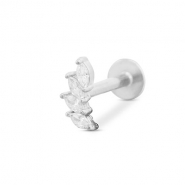 Piercing all'orecchio in acciaio inossidabile foglia argento