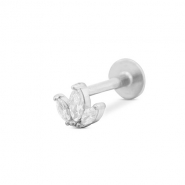 Piercing all'orecchio in acciaio inossidabile foglia argento