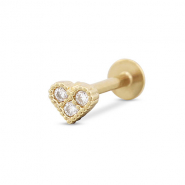 Piercing all'orecchio in acciaio inossidabile cuore oro