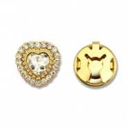 Copri bottoni in ottone Eco-brass® zircone cuore oro-cristallo