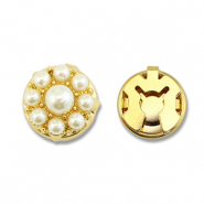 Copri bottoni in ottone Eco-brass® perle oro-bianco