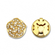 Copri bottoni in ottone Eco-brass® zircone fiore oro-cristallo