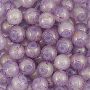 Perline di vetro con glitterato 4mm viola-oro