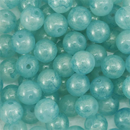 Perline di vetro con glitterato 4mm turchese blu-oro