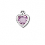 Ciondoli in acciaio inossidabile cuore argento-rosa chiaro