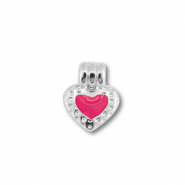 Ciondoli di metallo DQ cuore argento antico (privo di nichel)-magenta