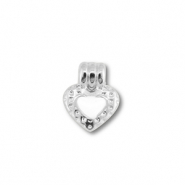 Ciondoli di metallo DQ cuore argento antico (privo di nichel)-bianco