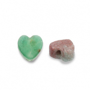 Perline in pietra naturale Quarzo cuore verde scuro