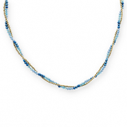 Collane in acciaio inossidabile perline sfaccettate oro-blu-blu scuro
