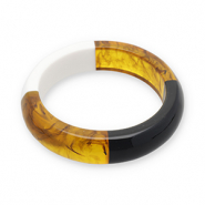 Bracciali bangle in resina trasparente marrone ambra-bianco