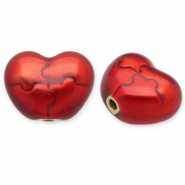 Perline in acciaio inossidabile cuore oro-rosso