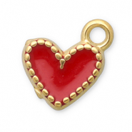 Ciondoli in acciaio inossidabile cuore oro-rosso