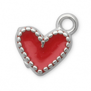 Ciondoli in acciaio inossidabile cuore argento-rosso