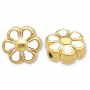 Perline in acciaio inossidabile fiore oro-bianco