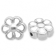 Perline in acciaio inossidabile fiore argento-bianco