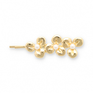 Accessori per capelli fermaglio per capelli fiori con imitazione di perle oro-bianco