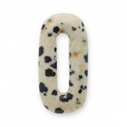 Perline in pietra naturale Diaspro Dalmata ovale greige-nero-marrone