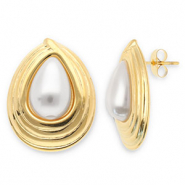 Orecchini in acciaio inossidabil goccia oro-bianco