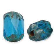 Perline Rep. Ceca FPB ovale 6x4mm aqua-dark travertin