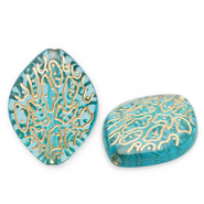 Perline in acrilico blu ottanio-oro