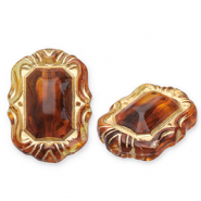 Perline in acrilico rettangolo marrone cognac-oro