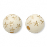 Perline in acrilico 10 mm tonda con stelle biancastro-oro