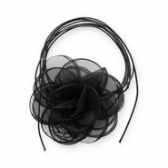 Choker con fiore in organza nero