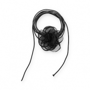 Choker con fiore in organza nero