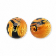 Perline in acrilico con glitterato 12 mm arancio bruciato-oro-nero