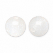 Perline in acrilico con glitterato 8 mm bianco-turchese