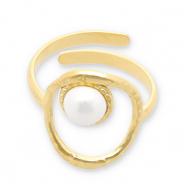 Anelli in acciaio inossidabile perle oro-bianco