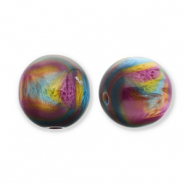 Perline in acrilico con glitterato 12 mm viola-blu-oro