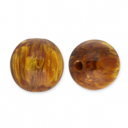 Perline in resina con glitterato 14mm marrone topazio-oro